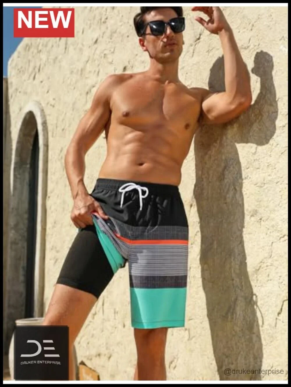 Mens Swim Trunks Quick Dry 9 Inch Beach Shorts with Zip Pockets